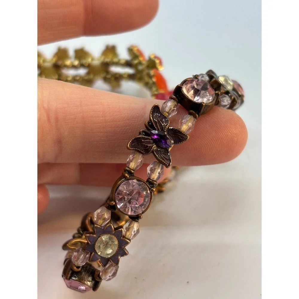 Bracelets Lot Flowers and Butterflies One Signed Avon Purple Red Girlhoodcore‎
